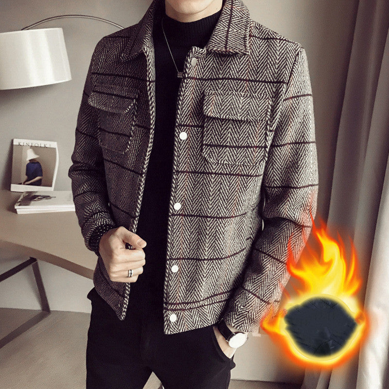Striped short woolen jacket