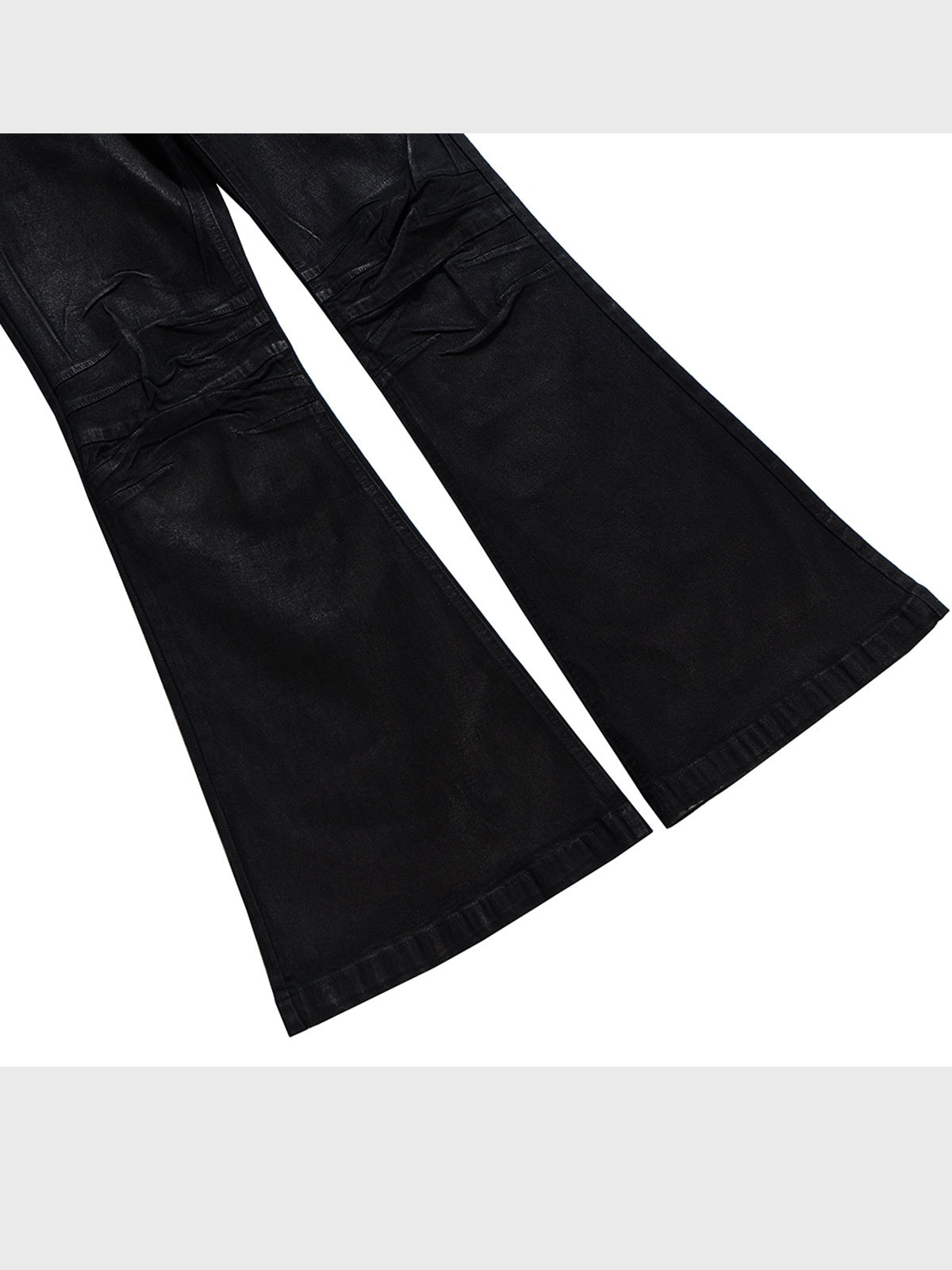 Vinyl Coated Wide Leg Trousers Crease Texture Jeans
