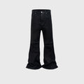 Vinyl Coated Wide Leg Trousers Crease Texture Jeans