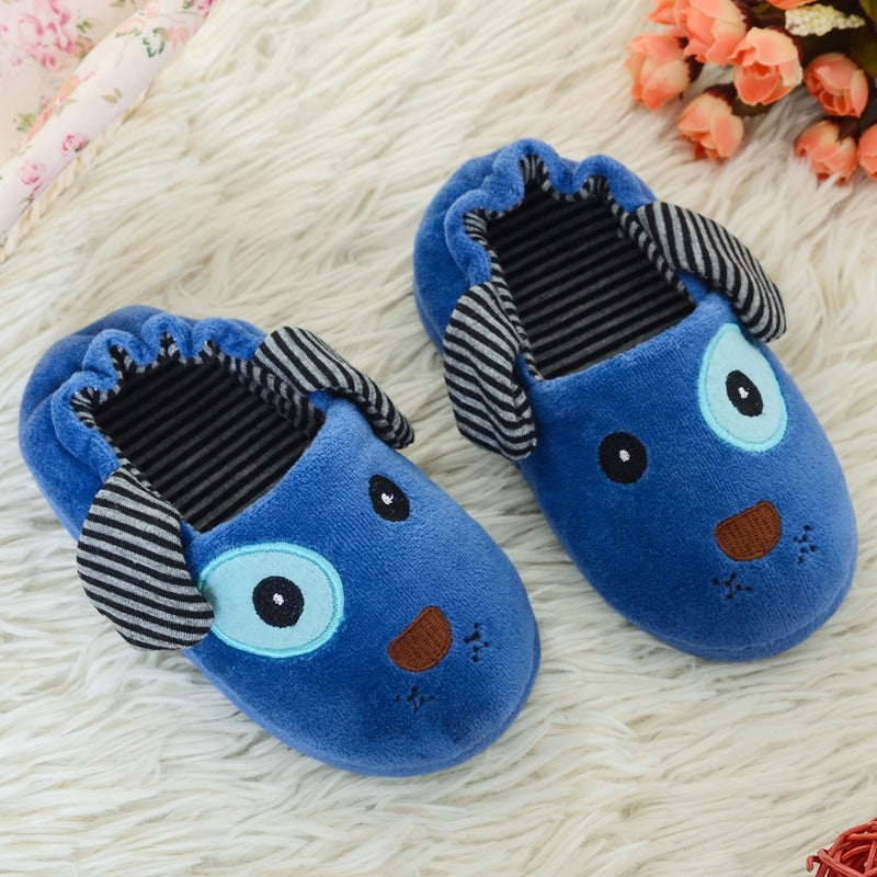 Children's Cartoon Plush Puppy Cotton Slippers
