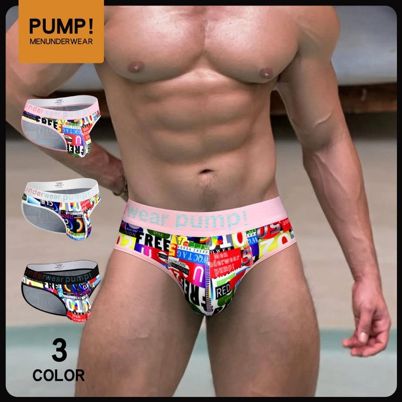 Elastic Large Print Underwear Triangle Low Waist Men's Plus Size