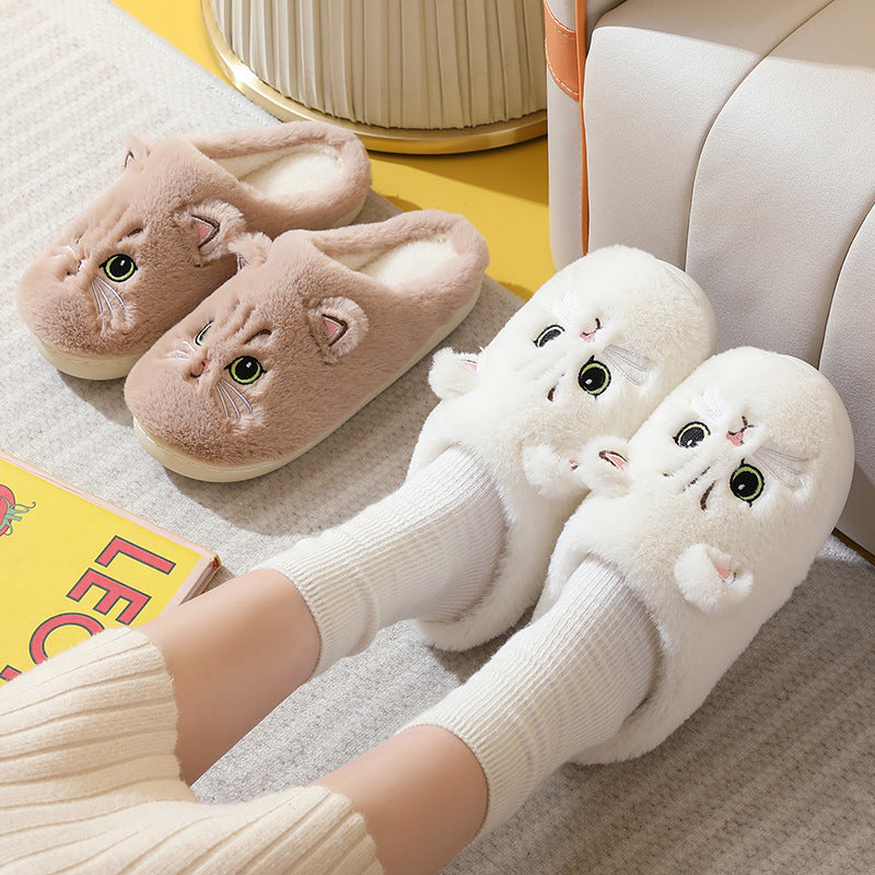 Cotton Couple Kitty Cartoon Cute Velvet Warm Slippers