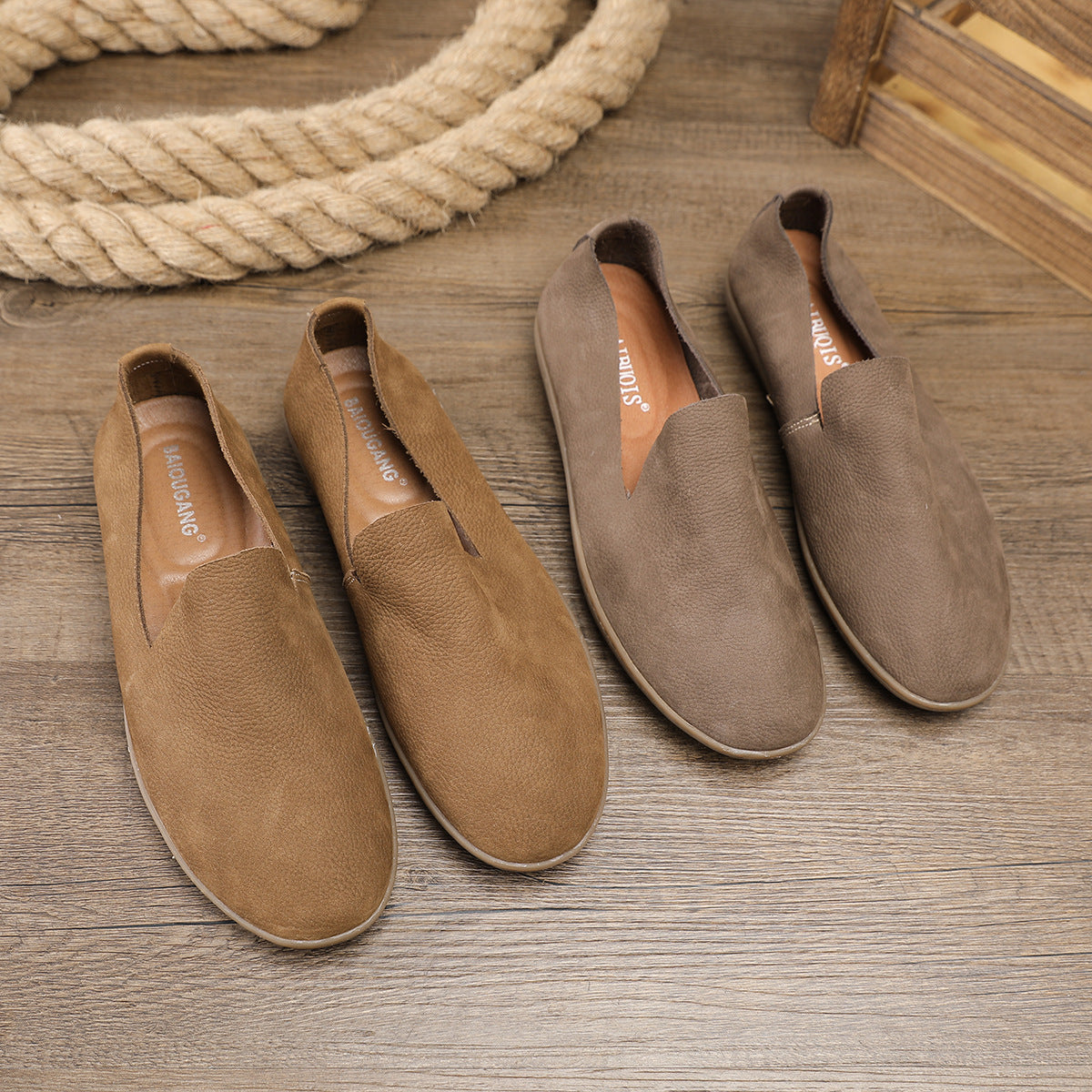 Handmade Men's Shoes Super Soft Breathable Lightweight First Layer Cowhide