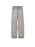 Graphite Gray Tide Mud Worn Ripped Big Damage Jeans