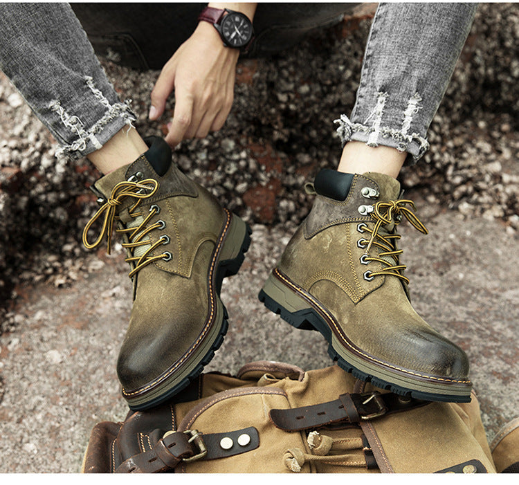 Winter Leather Martin Boots Men's Shoes High Top British