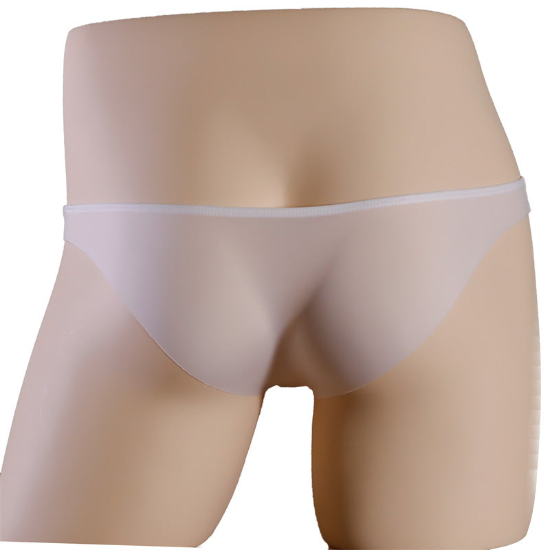 Seamless Men Ice Silk Low Waist Comfortable Nude Feel Lightweight See-through Briefs