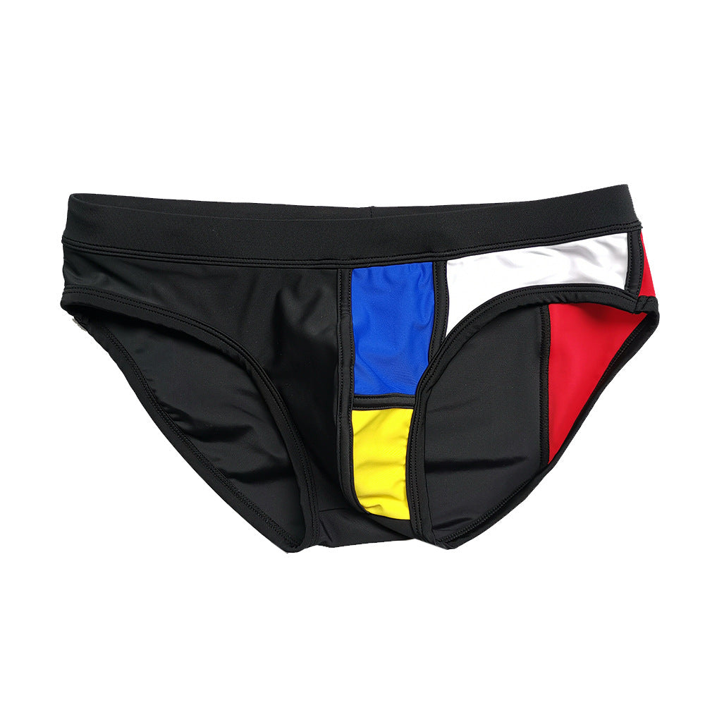 Stitching fashion triangle swim trunks