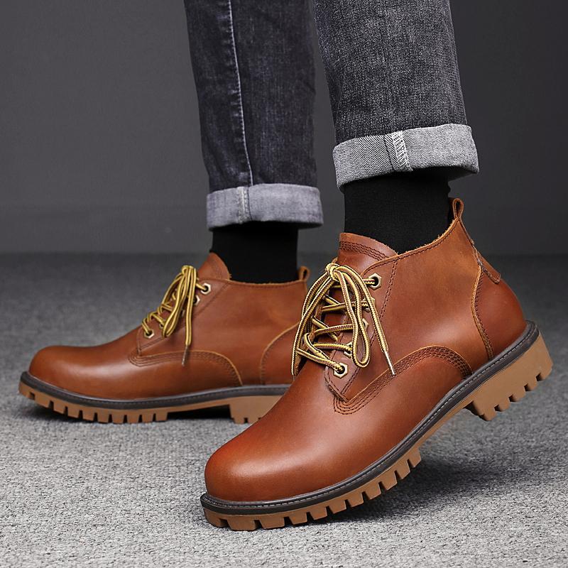 High Quality Height Increasing Insole First Layer Cowhide Big Head Men's Shoes