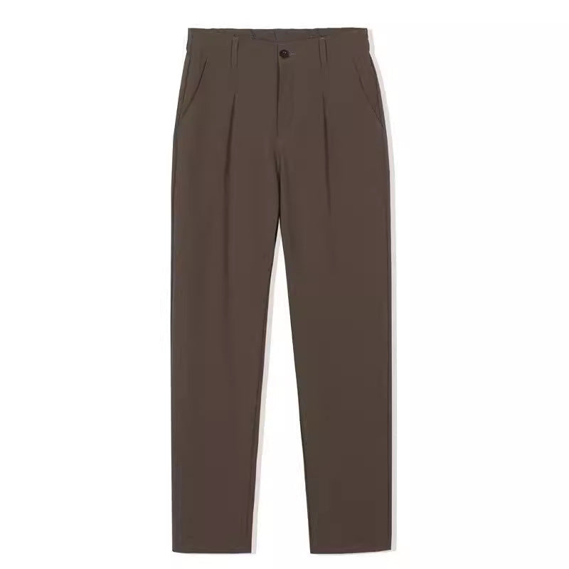 Slim Fit All-matching Straight Casual Premium British Draped Suit Pants