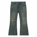 Cotton Retro Make Old Ripped Loose Micro-flared Trousers Jeans