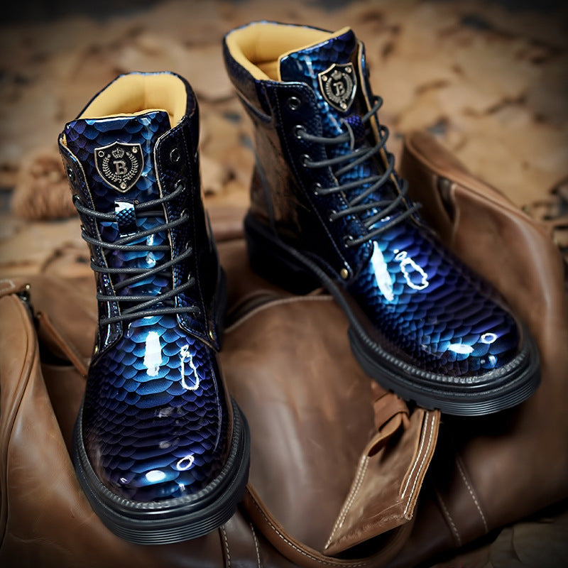 Men's Snake Pattern Color Changing Martin Shoes
