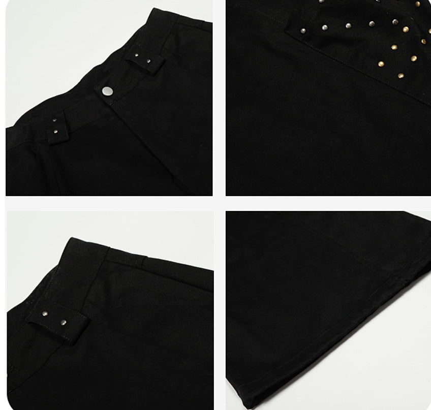 European And American High Street Geometric Pattern Rivet Design Sports Pants