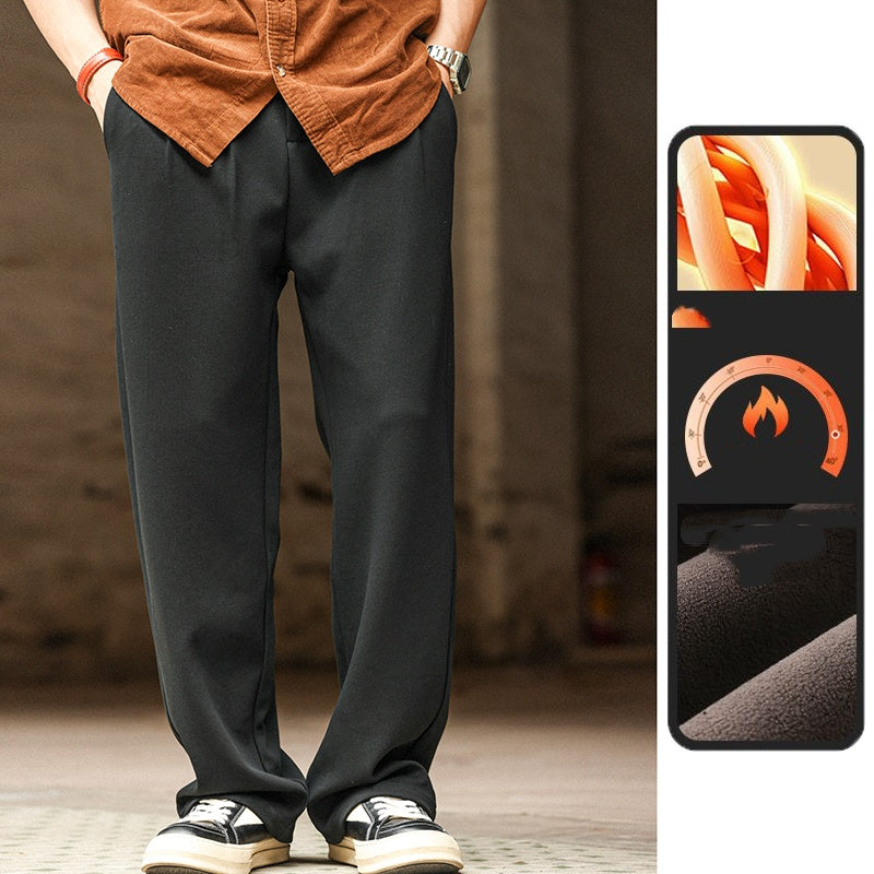 Casual Knit Fine Rib Men's Flannel Pants With Dropped Crotch