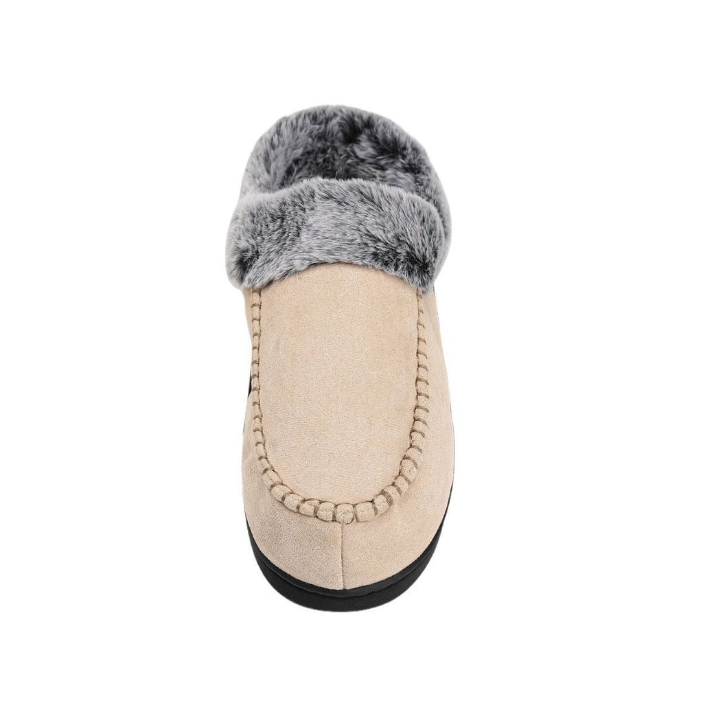 Men's Faded-Edge Mark Shoes WarmIndoor-Outdoor Fleece-LinedNon-Slip Thickened Cotton Slippers