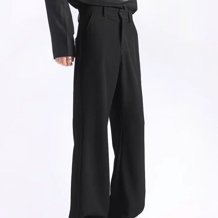 Men's Wide-leg British Versatile Drape Non-iron Mid-waist Straight Pants
