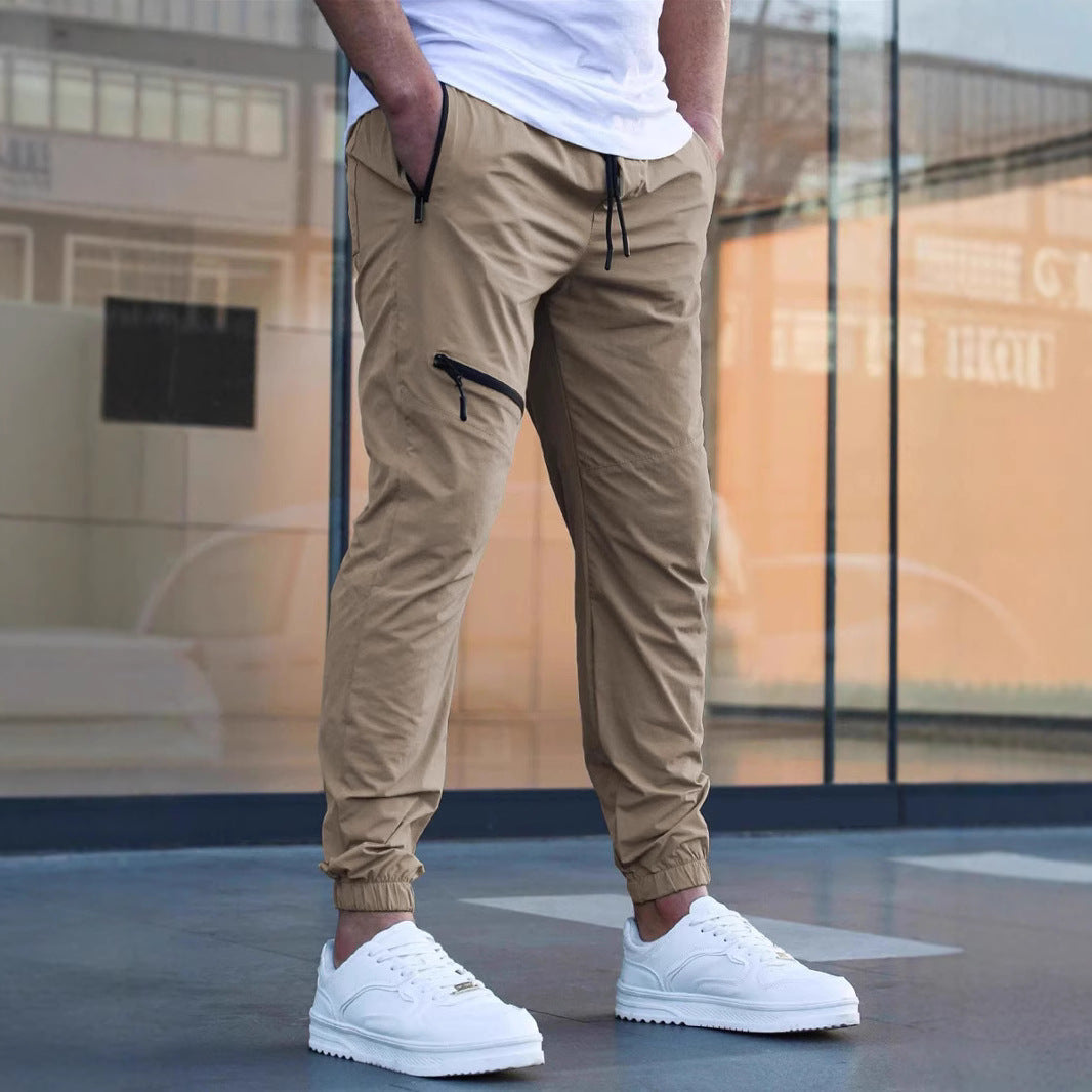 Men's Zipper Overalls Retro Casual Jogger Pants