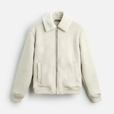 Autumn And Winter Men's American Retro Patchwork Suede Texture Effect Jacket Coat