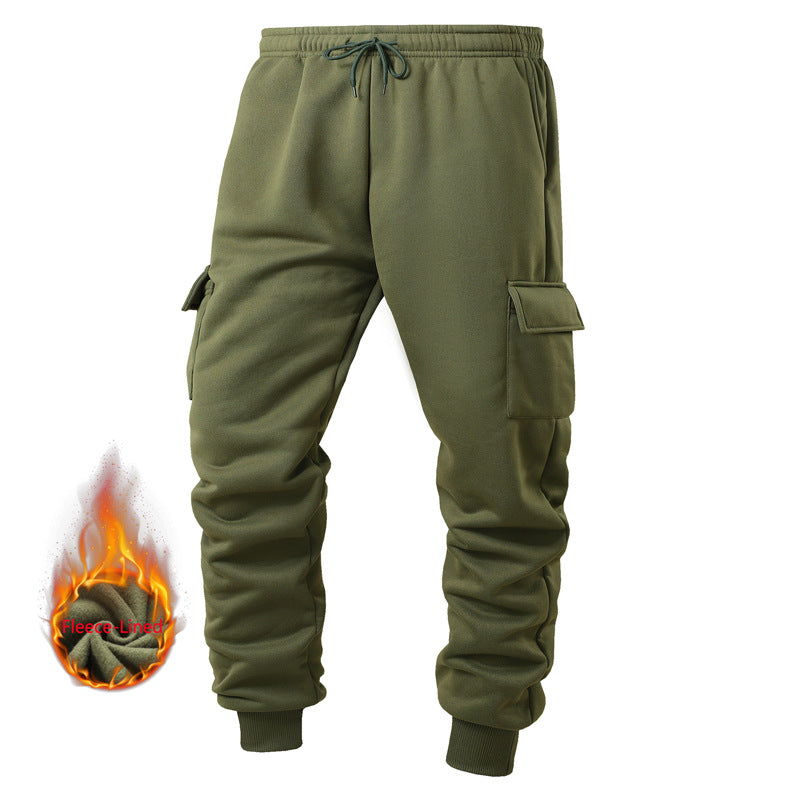 Warm Thick Trousers Sweatpants Men's Thicken Ankle-tied