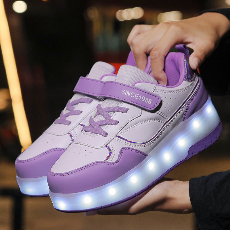 Boys And Girls Charging Flash Rollerskate
