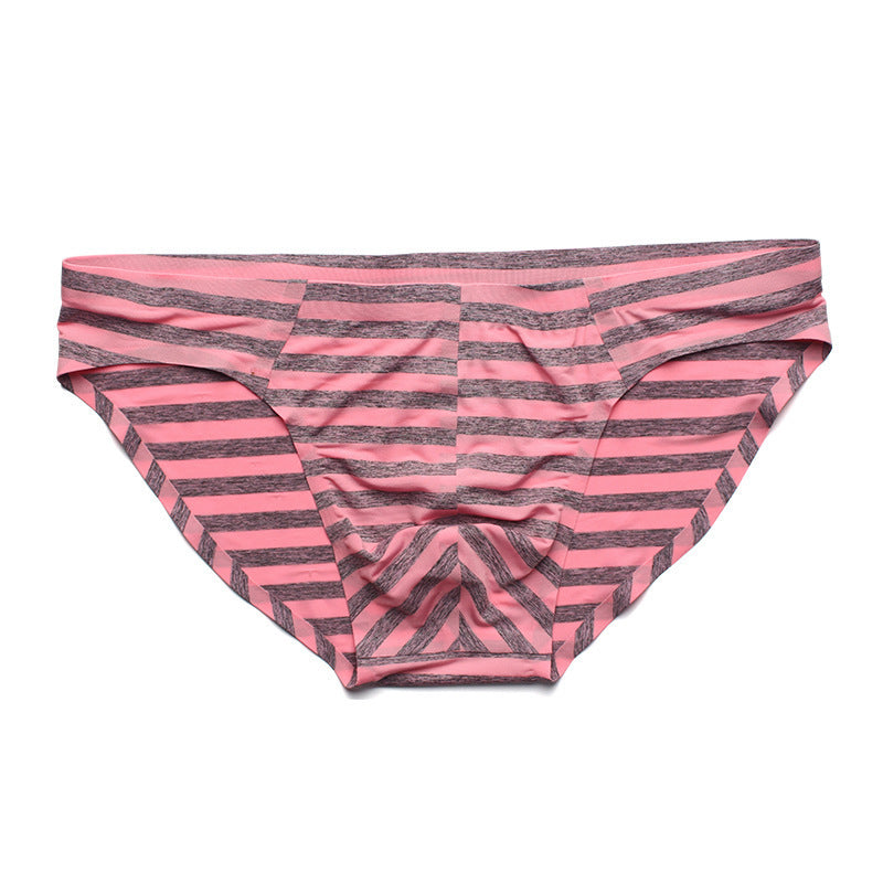 Seamless Men's Underwear Sexy Seamless One-piece Triangle Ice Silk Stripes Low Waist