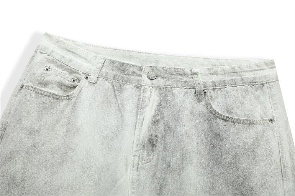 Ink Tie-dyed Straight Jeans Men's Loose