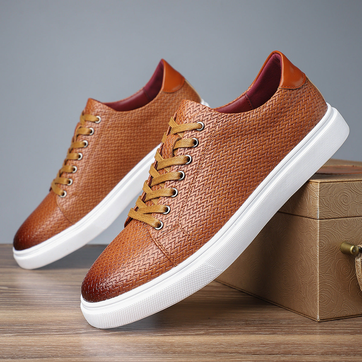 British Style Comfortable Breathable Men's Leather Shoes Low-top Flat Business