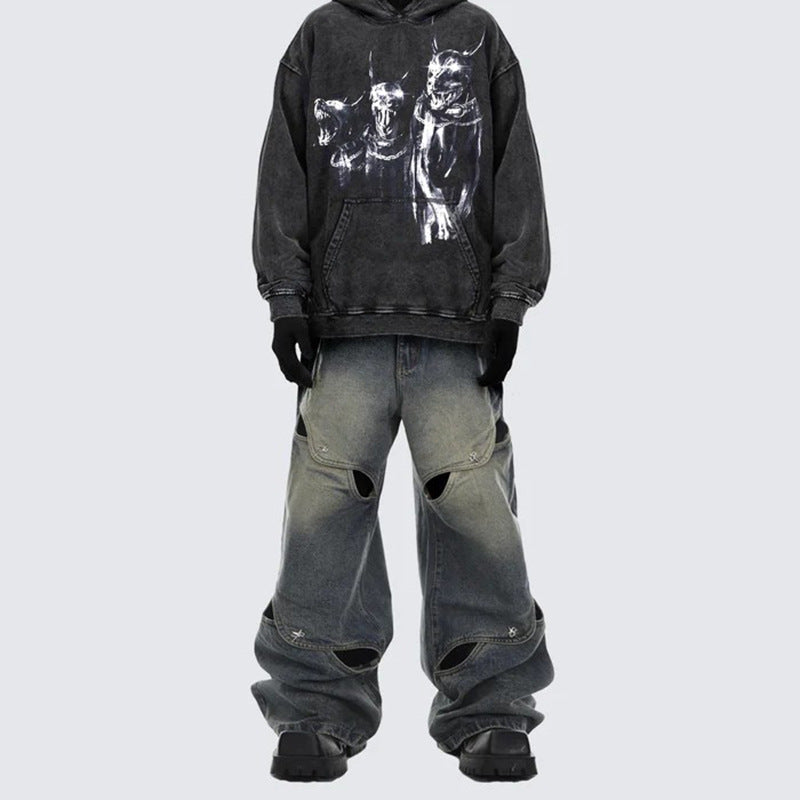 Spring And Summer Casual Wide Leg Hollow Baggy Pants