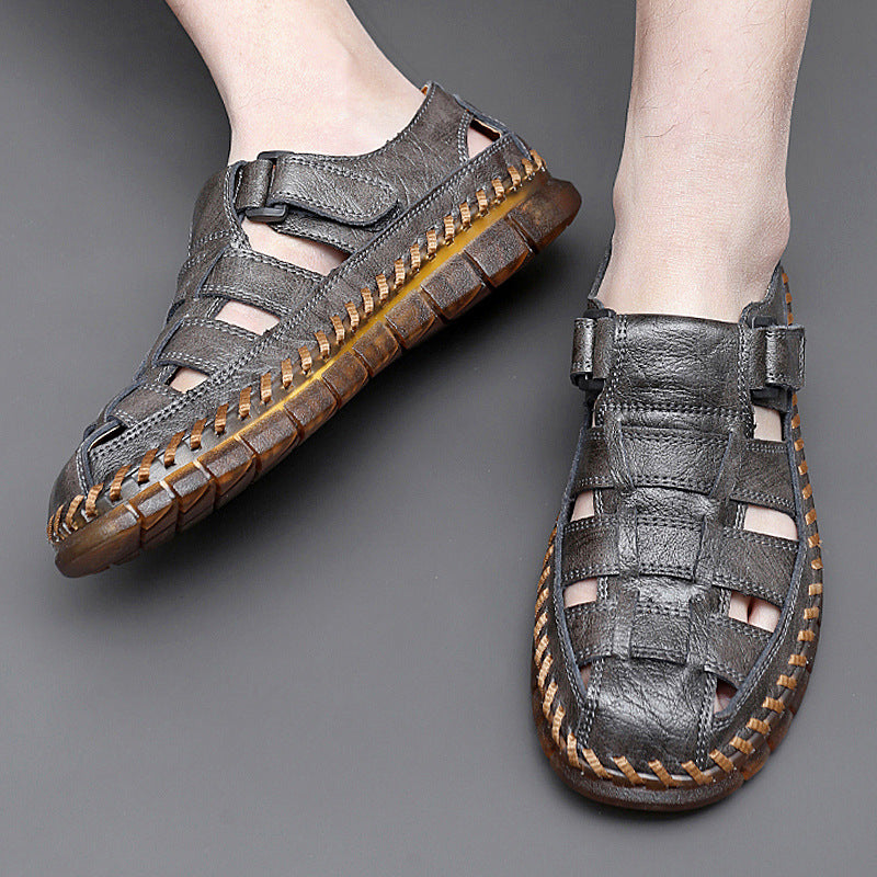 Plus Size Men's Beach Sandals Retro Hollow Out