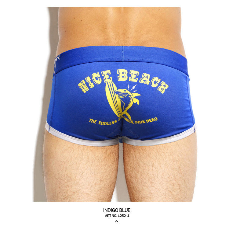Beach Holiday Series Cartoon Printing U-bag Men's Flat Underpants