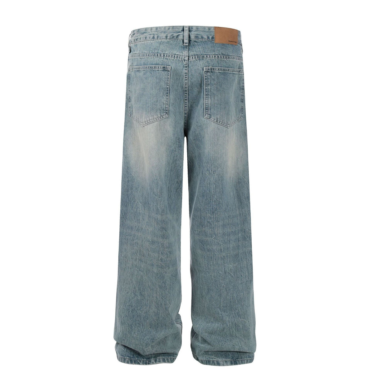 Men's High-grade Washed Blue Deconstructive Design Loose Jeans