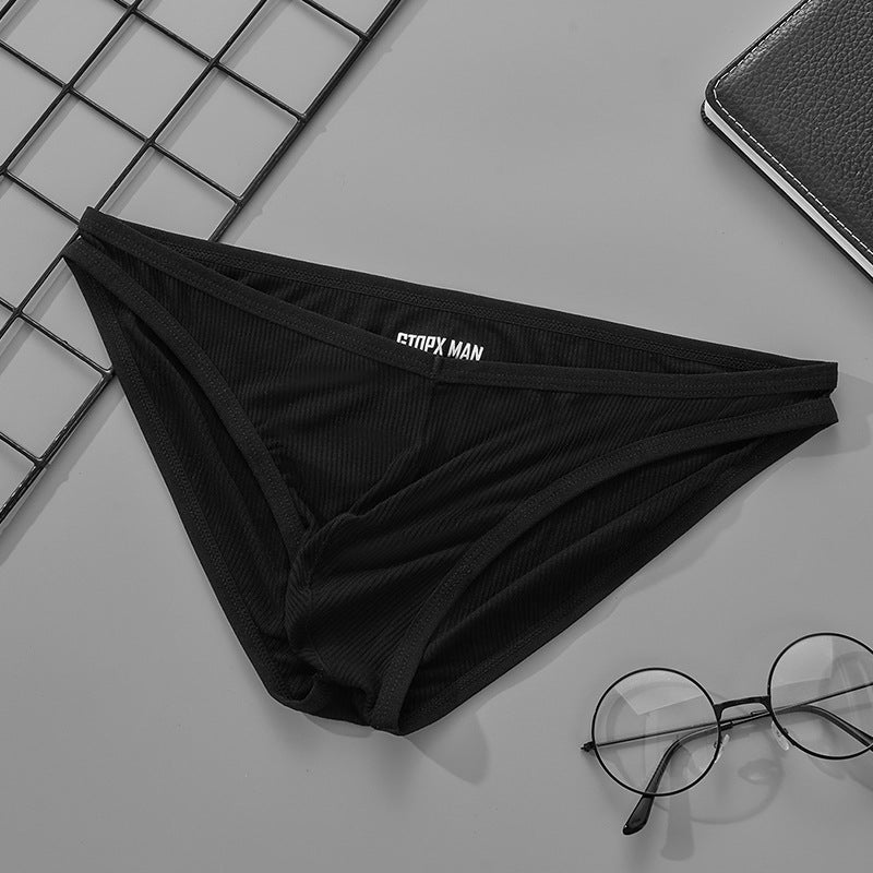 Men's V-shaped Waist Single Layer U Convex Thread Briefs Underwear