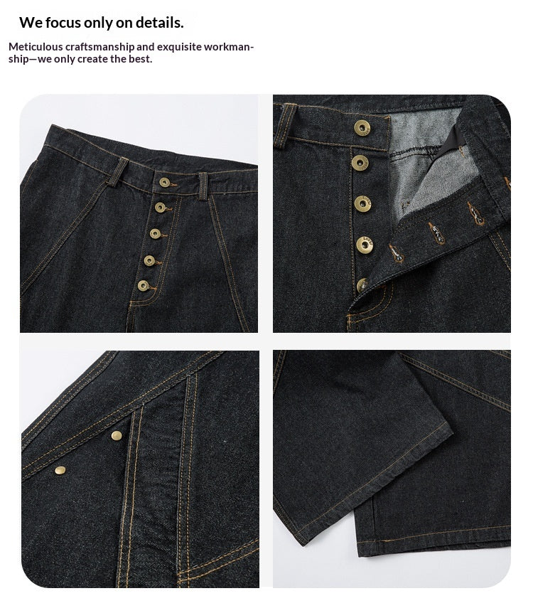 Button Design Heavy-duty Jeans For Men