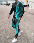 3d Digital Printing Crew Neck Sweater Sports Trousers Suit
