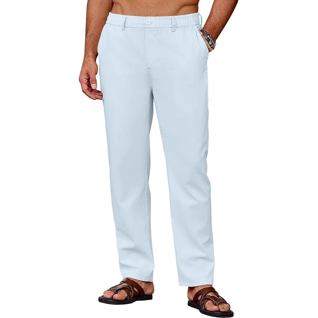 Men's Casual Breathable Drawstring Pants Breathable Casual Pants With Slight Stretch