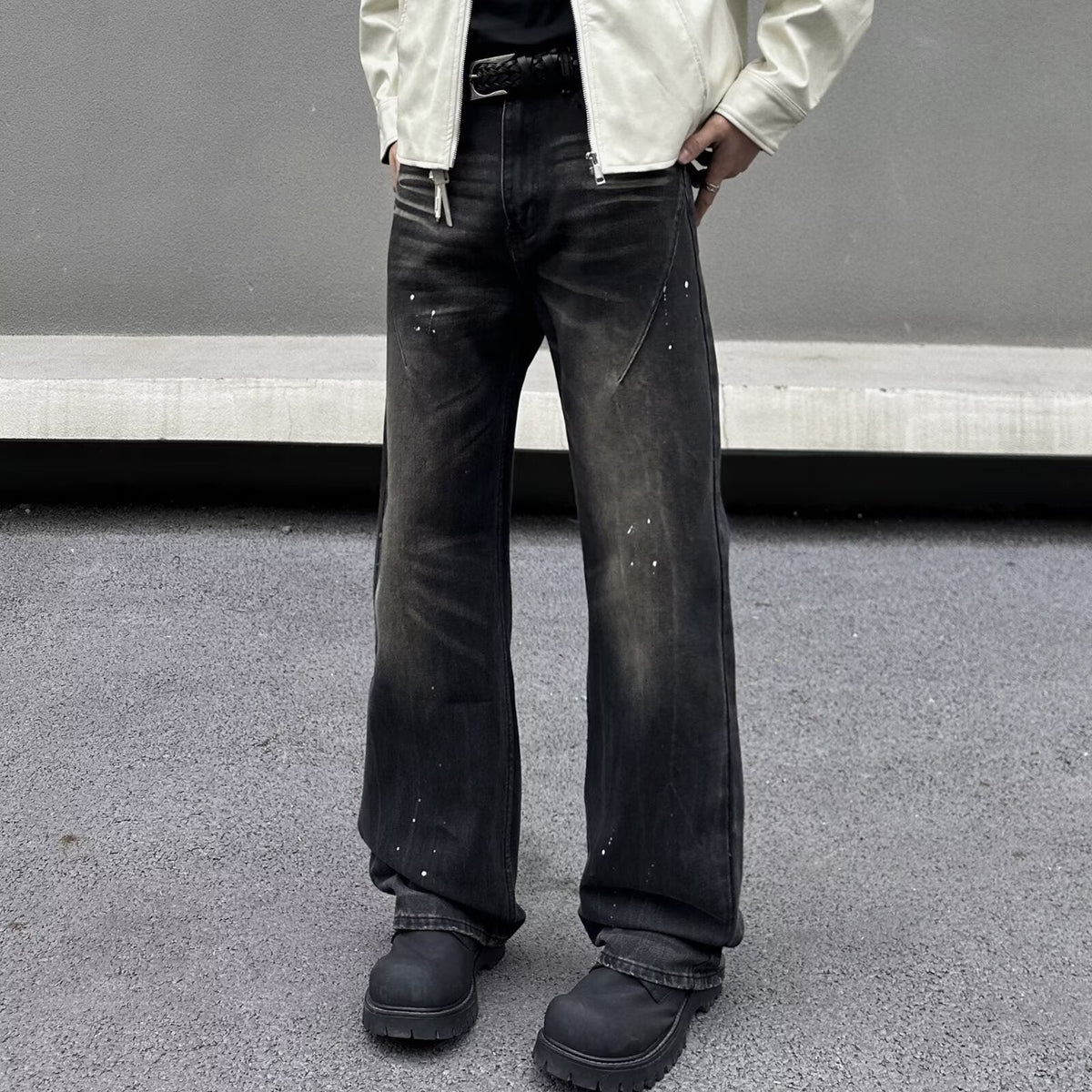 Washed Black Jeans Men's Retro Advanced