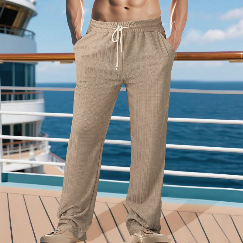 Small Plaid Loose Beach Straight Sports Trousers