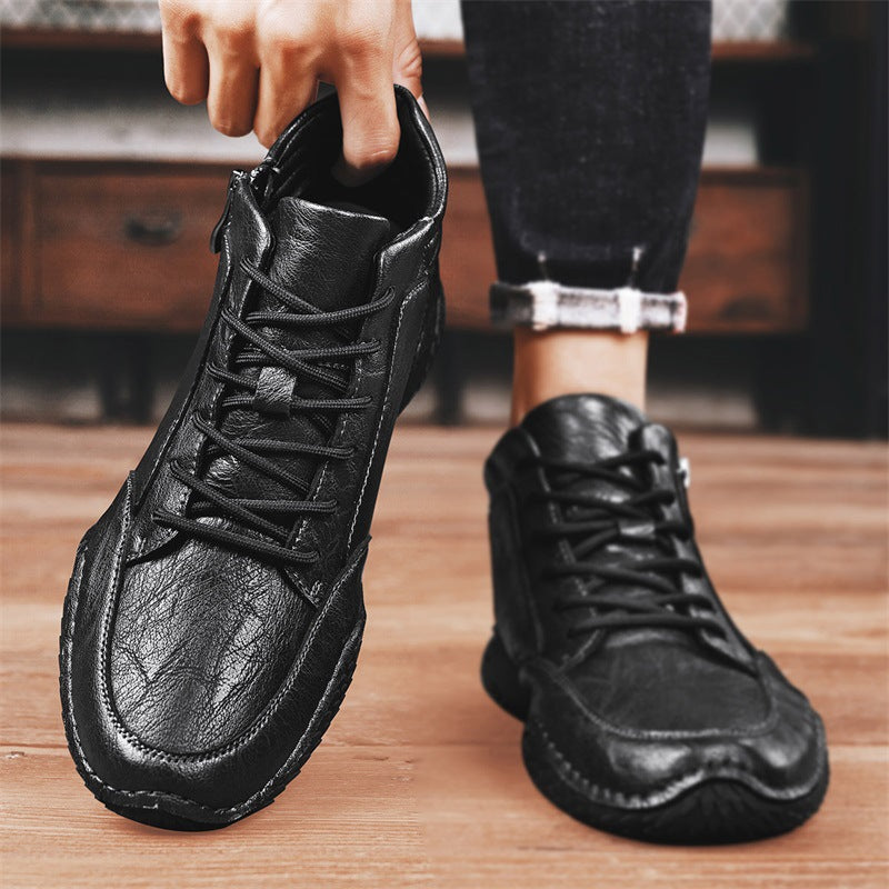 Martin Boots Trendy Genuine Leather Casual High-top Men's Fleece-lined