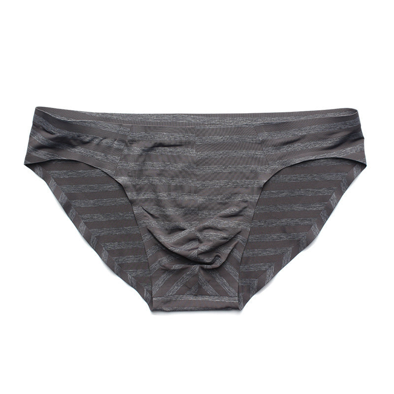 Seamless Men's Underwear Sexy Seamless One-piece Triangle Ice Silk Stripes Low Waist