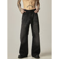 American Retro Black Loose Straight Jeans