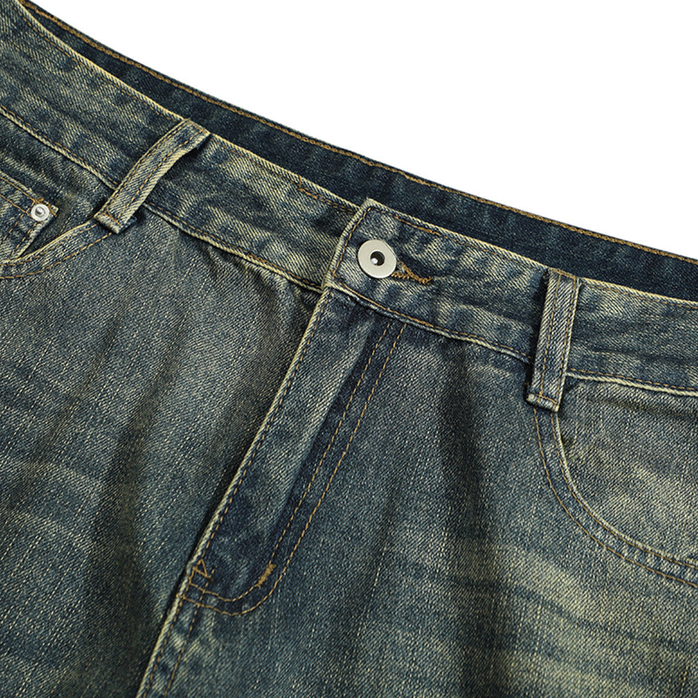 Men's American-style Vintage Washed Multi-pocket Jeans