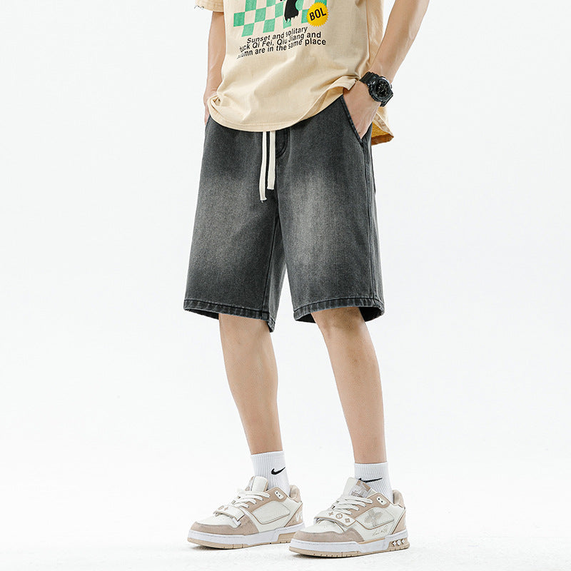 Men's Light Color Retro Straight Denim Shorts