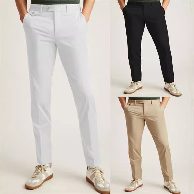 Men's Formal Wear Solid Color Buttons Casual Suit Pants
