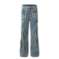 Drawstring Ruffle Design Sense Denim Trousers Men