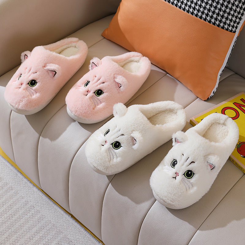 Cotton Couple Kitty Cartoon Cute Velvet Warm Slippers