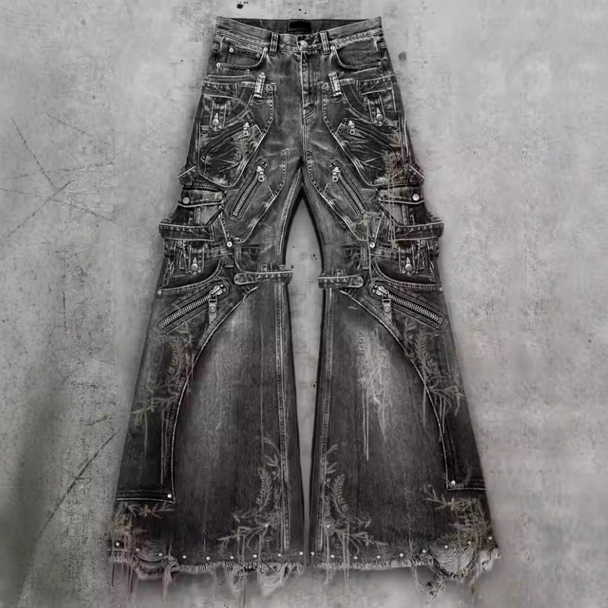 American Heavy-duty Wide-leg Jeans For Men