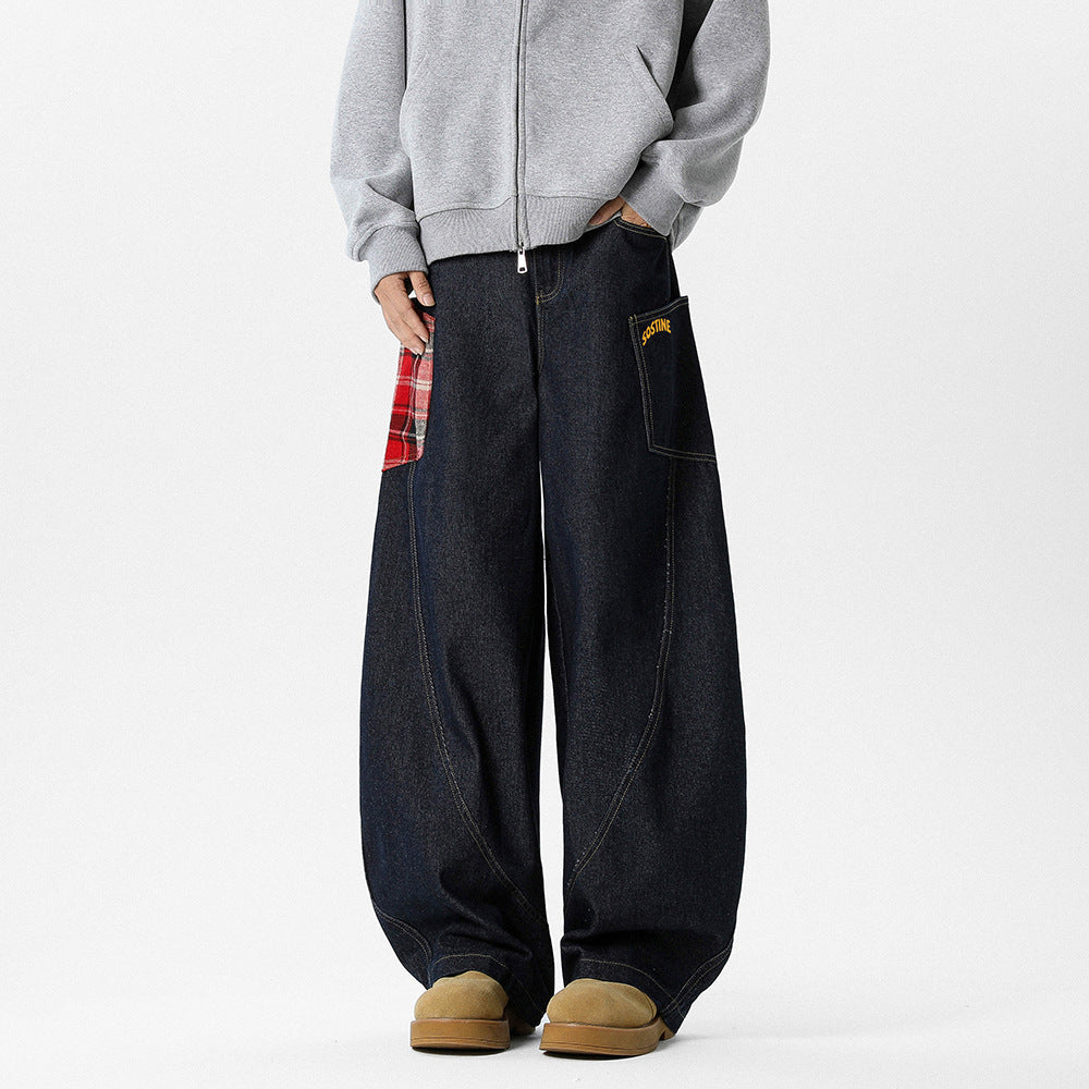 Retro Design Large Pocket Machete Cargo Jeans Men