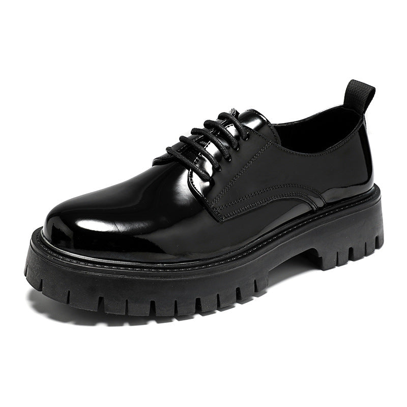 Plus Size Men's Shoes Fashion Shiny Surface Big Head Leather Shoes British Style