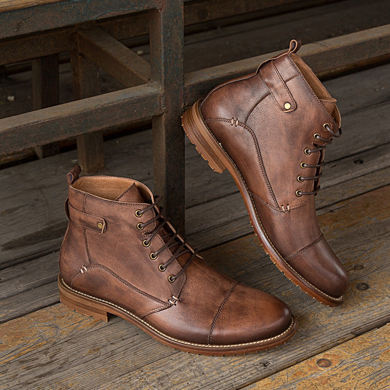 Men's Casual Lace-up High-top Ankle Boots