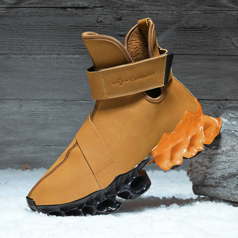High-top With Velvet Microfiber Men's Leather Worker Boot