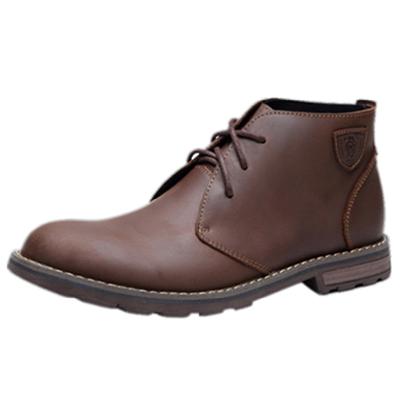 Leather Casual Mid-gang Crazy Horse Cowhide Round Head Doc Martens Boots